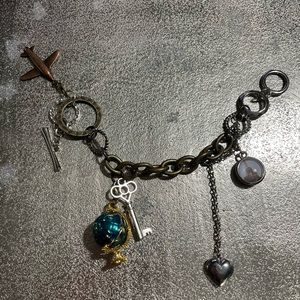 Travel adventure themed charm bracelet or bag chain